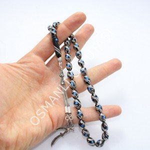 Çift Sıra Çeşm-i Bülbül Firuze İşlemeli Arpa Kesim 7*11 (mm)