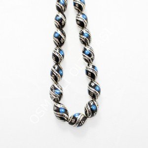 Çift Sıra Çeşm-i Bülbül Firuze İşlemeli Arpa Kesim 7*11 (mm)