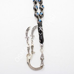 Çift Sıra Çeşm-i Bülbül Firuze İşlemeli Arpa Kesim 7*11 (mm)