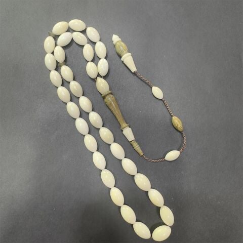 Yerli Atölye İşçiliği Narçıl & Yeşil Pelesenk Beyzi Tespih 7*11 (mm)