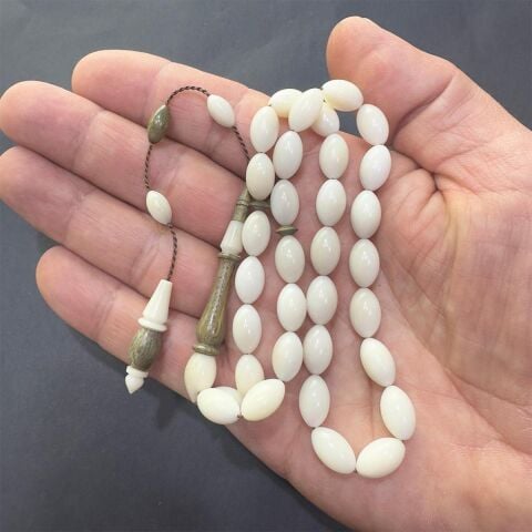 Yerli Atölye İşçiliği Narçıl & Yeşil Pelesenk Beyzi Tespih 7*11 (mm)