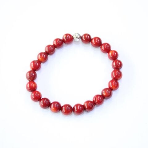Koyu Kırmızı Mercan Doğal Taş Bileklik