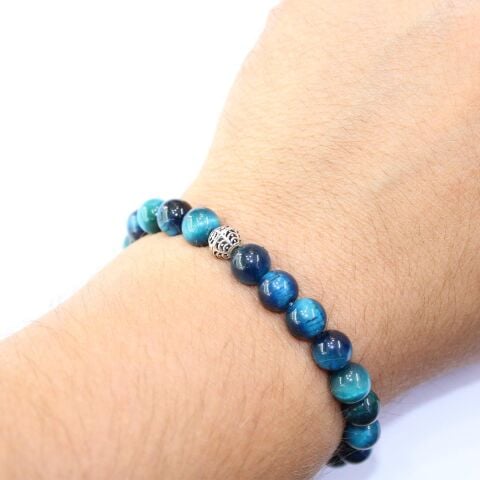 Mavi Kaplangözü Doğal Taş Bileklik