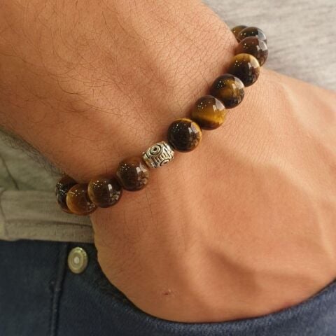 Kahverengi Kaplangözü Doğal Taş Bileklik