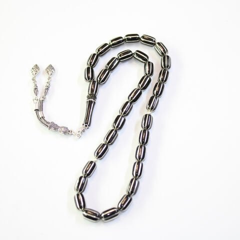 8 li Karpuz İşlemeli Oltu Taşı Tespih 6,5*11 (mm)