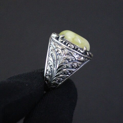 El Yapımı Kalem İşçiliği Gümüş Kaliningrad Erkek Yüzük-3