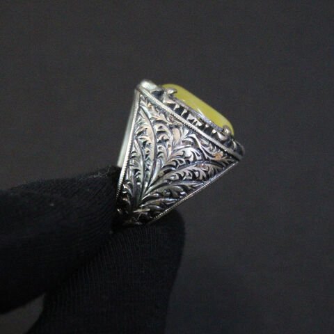 El Yapımı Kalem İşçiliği Gümüş Kaliningrad Erkek Yüzük-4