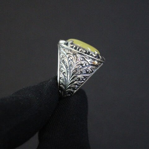 El Yapımı Kalem İşçiliği Gümüş Kaliningrad Erkek Yüzük-5