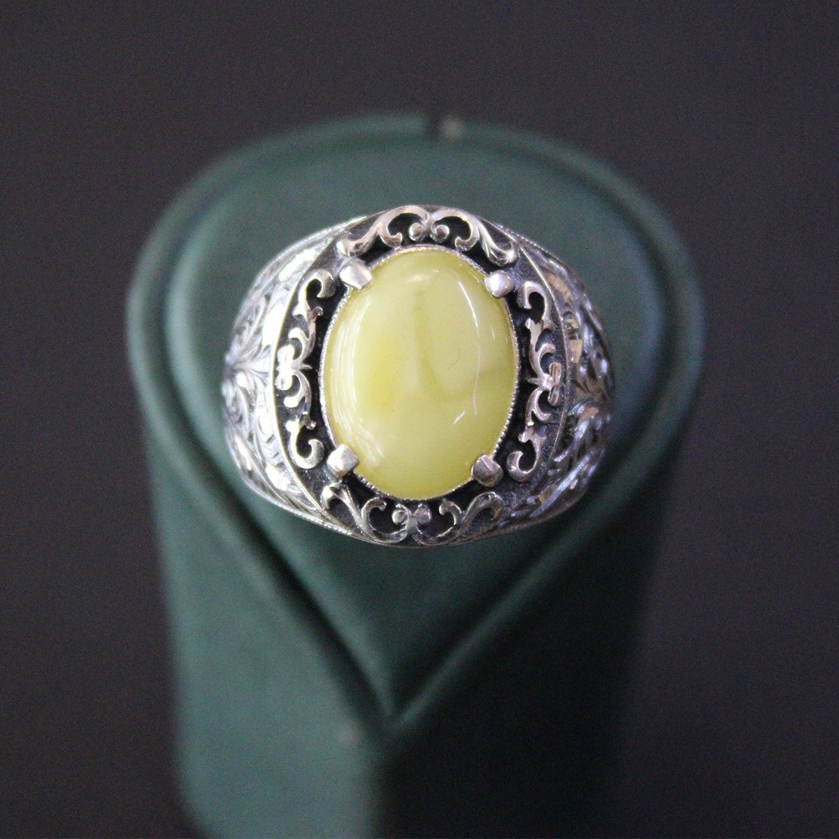 El Yapımı Kalem İşçiliği Gümüş Kaliningrad Erkek Yüzük-6