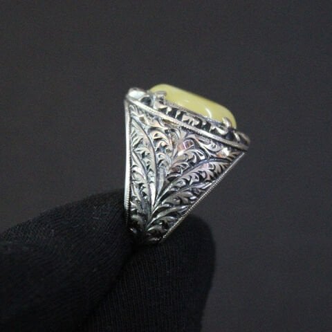 El Yapımı Kalem İşçiliği Gümüş Kaliningrad Erkek Yüzük-6