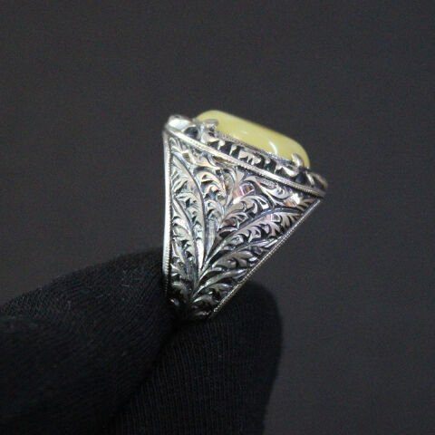 El Yapımı Kalem İşçiliği Gümüş Kaliningrad Erkek Yüzük-6