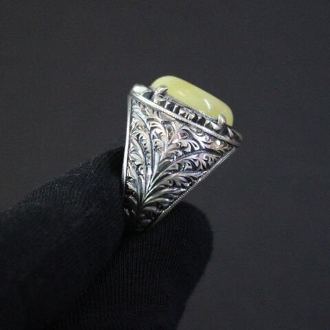 El Yapımı Kalem İşçiliği Gümüş Kaliningrad Erkek Yüzük-7