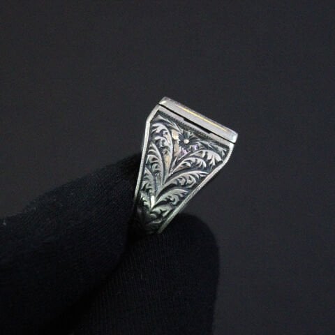 Kalem İşçiliği Gümüş Erkek Yüzük