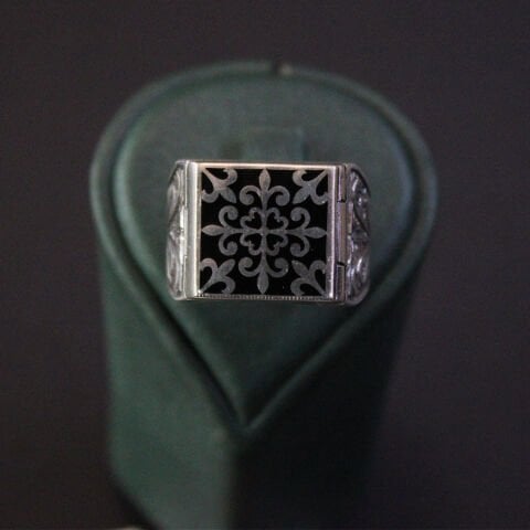 Kalem İşçiliği Gümüş Erkek Yüzük-1