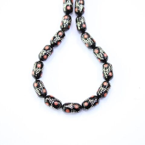 Piramid Mercan İşlemeli Oltu Taşı Tespih 6*11 (mm)