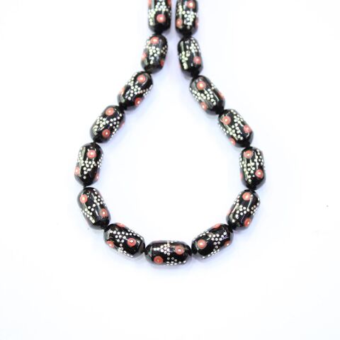 Piramid Mercan İşlemeli Oltu Taşı Tespih 6*11 (mm)