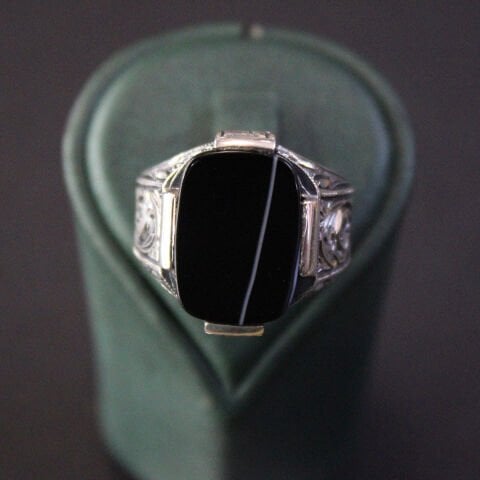 Yemen Akiği Kalem İşçiliği Gümüş Erkek Yüzük