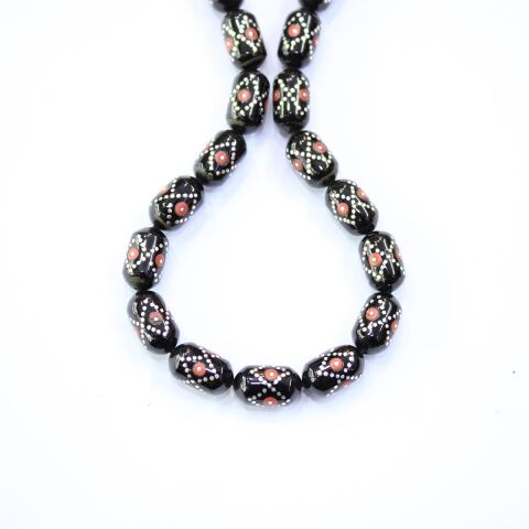 Örgü Mercan İşlemeli Oltu Taşı Tespih 6,5*10,5 (mm)