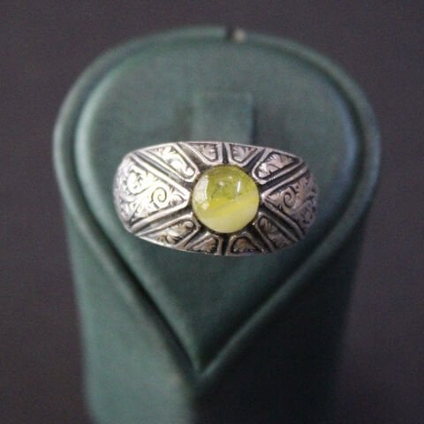 Kalem İşçiliği Gümüş Kaliningrad Damla Kehribar Erkek Yüzük