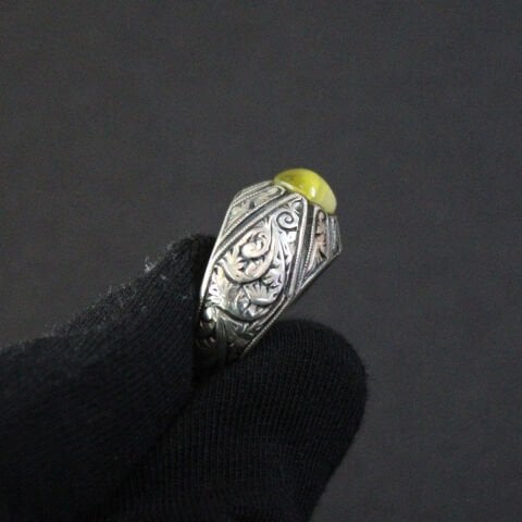 Kalem İşçiliği Gümüş Kaliningrad Damla Kehribar Erkek Yüzük