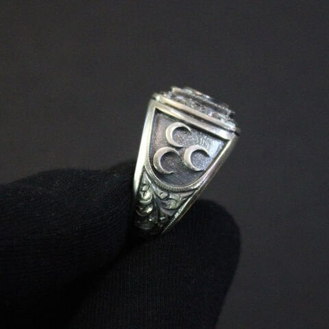 Ay Yıldız Kalem İşçiliği Gümüş Erkek Yüzük