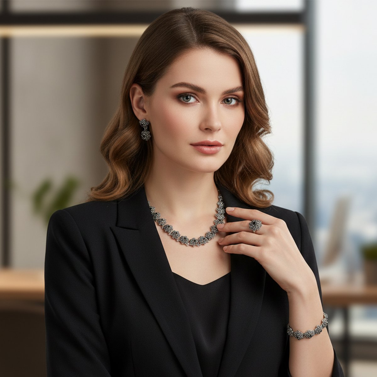 Markazit Gümüş Gerdanlık Set