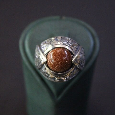 Kalem İşçiliği Yıldız Taşlı Gümüş Erkek Yüzük