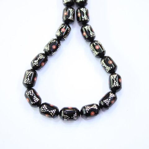 Papyon Mercan İşlemeli Oltu Taşı Tespih 7,5*11 (mm)