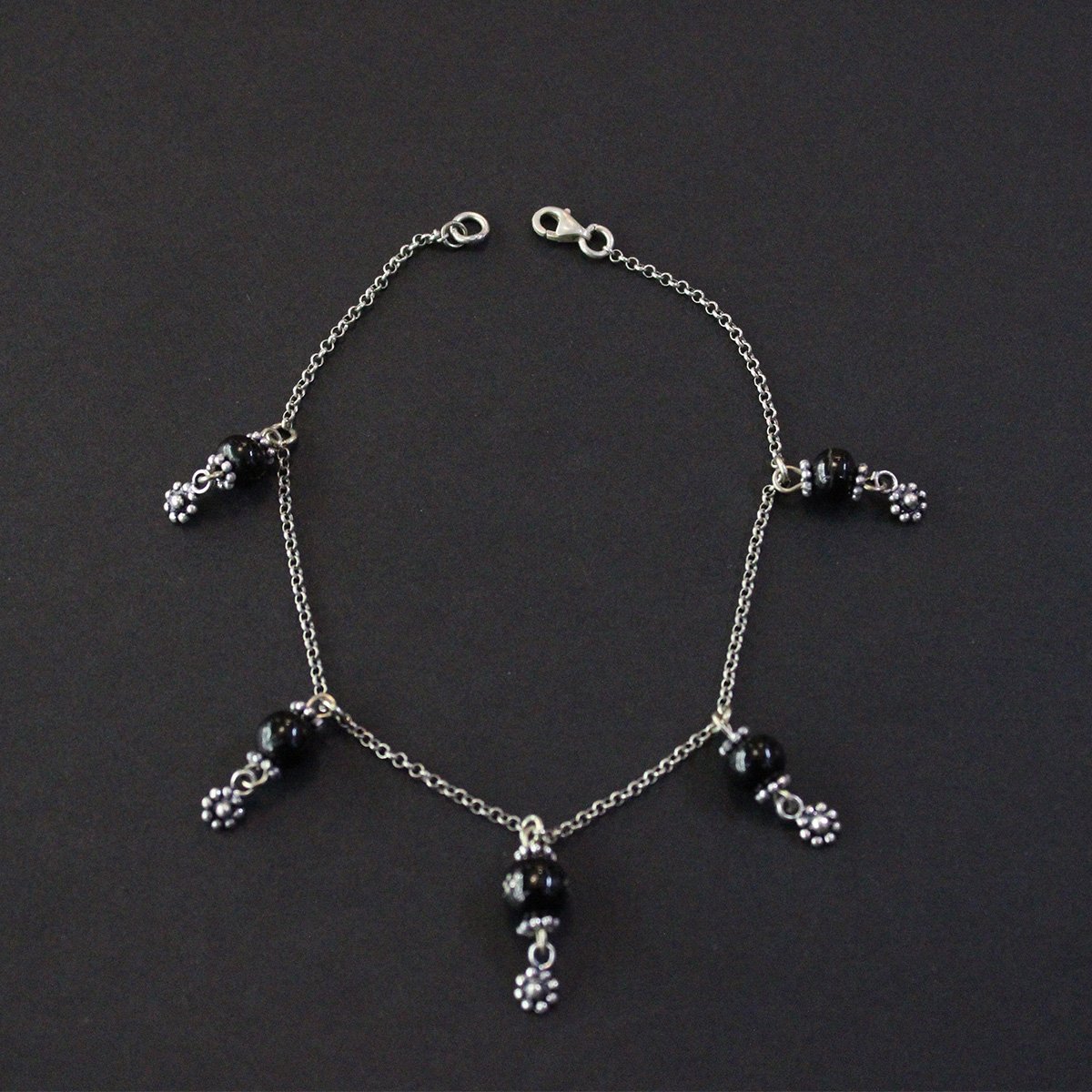 Oltu Taşı Gümüş Halhal -6