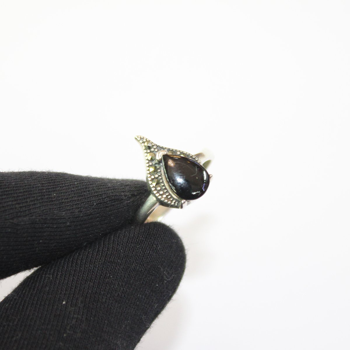 Oltu Taşlı Gümüş Markazit Yüzük-1