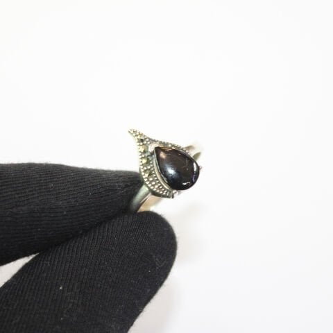 Oltu Taşlı Gümüş Markazit Yüzük-1