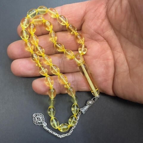 Şeffaf Kaliningrad Damla Kehribar Beyzi Tespih 7*10,5 (mm)