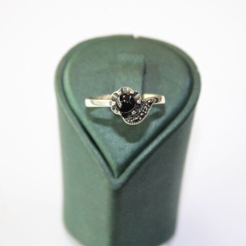 Oltu Taşlı Gümüş Markazit Yüzük-2