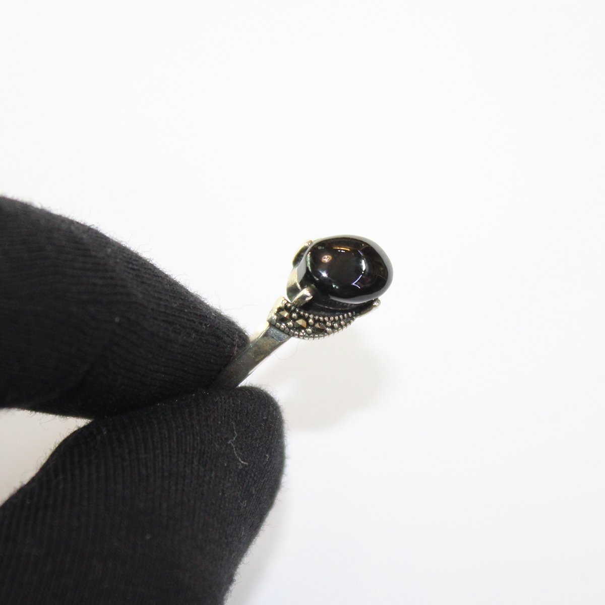 Oltu Taşlı Gümüş Markazit Yüzük-3