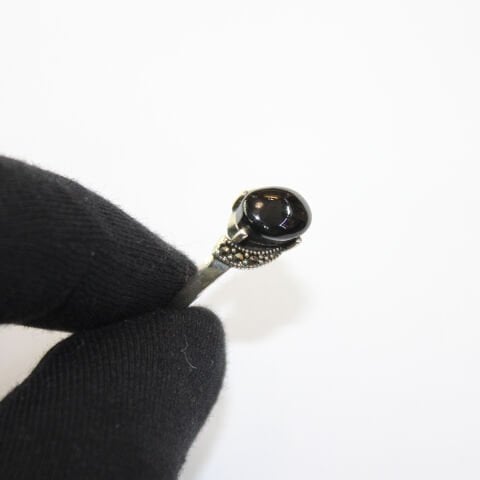 Oltu Taşlı Gümüş Markazit Yüzük-3