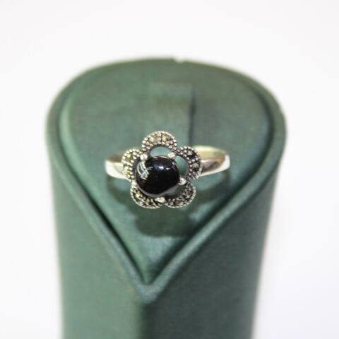 Oltu Taşlı Gümüş Markazit Yüzük-4