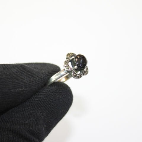 Oltu Taşlı Gümüş Markazit Yüzük-4