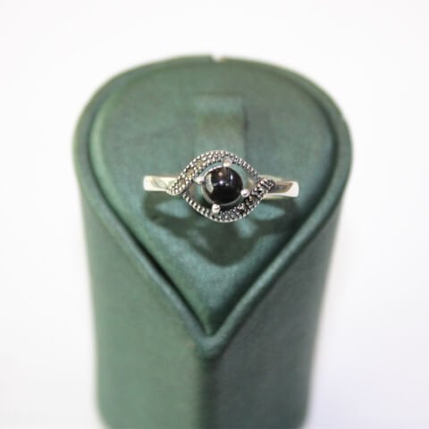 Oltu Taşlı Gümüş Markazit Yüzük-5