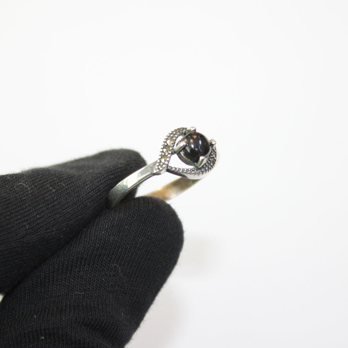 Oltu Taşlı Gümüş Markazit Yüzük-5