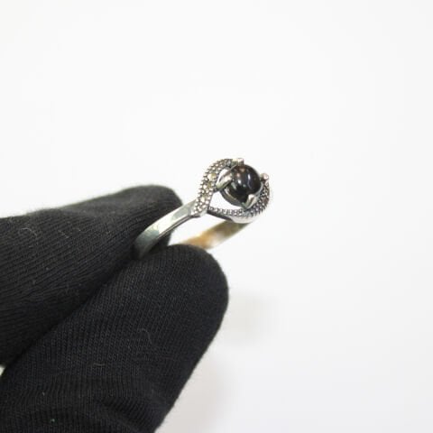 Oltu Taşlı Gümüş Markazit Yüzük-5