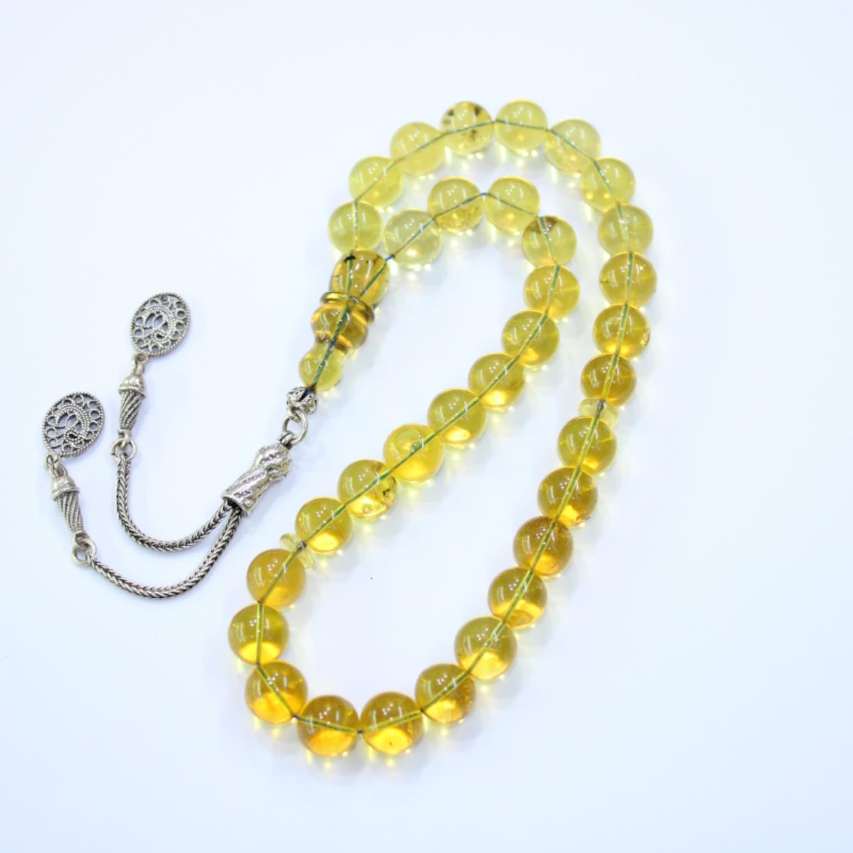 Dominik Damla Kehribar Tespih Küre Kesim 9,5 (mm)