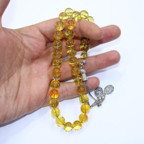 Dominik Damla Kehribar Tespih Küre Kesim 9,5 (mm)