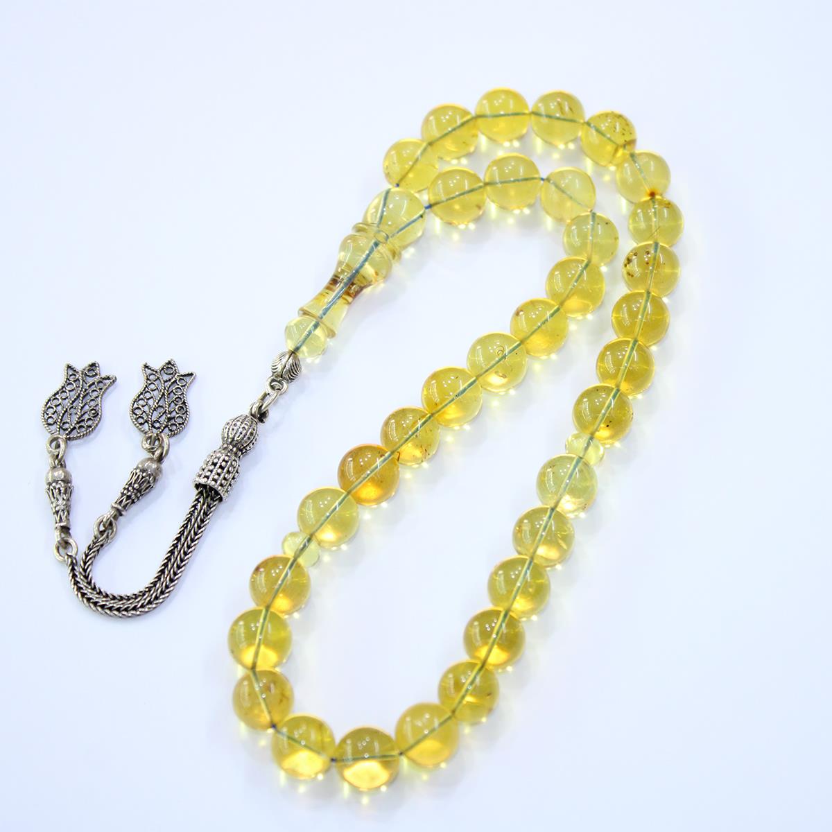 Dominik Damla Kehribar Tespih Küre Kesim 9 (mm)