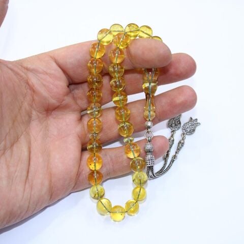 Dominik Damla Kehribar Tespih Küre Kesim 9 (mm)