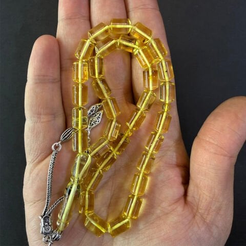 Şeffaf Kaliningrad Damla Kehribar Tespih 7*10,5 (mm)