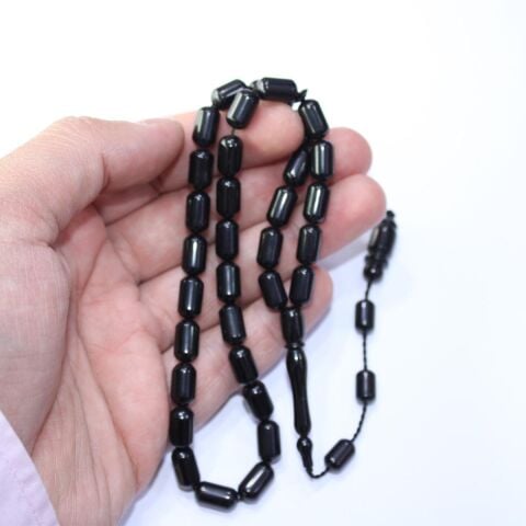 Sistem Püsküllü Oltu Taşı Tespih Kapsül Kesim 6*11 (mm)