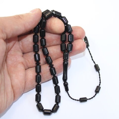 Sistem Püsküllü Oltu Taşı Uçlu Kapsül Tespih 6*10 (mm)