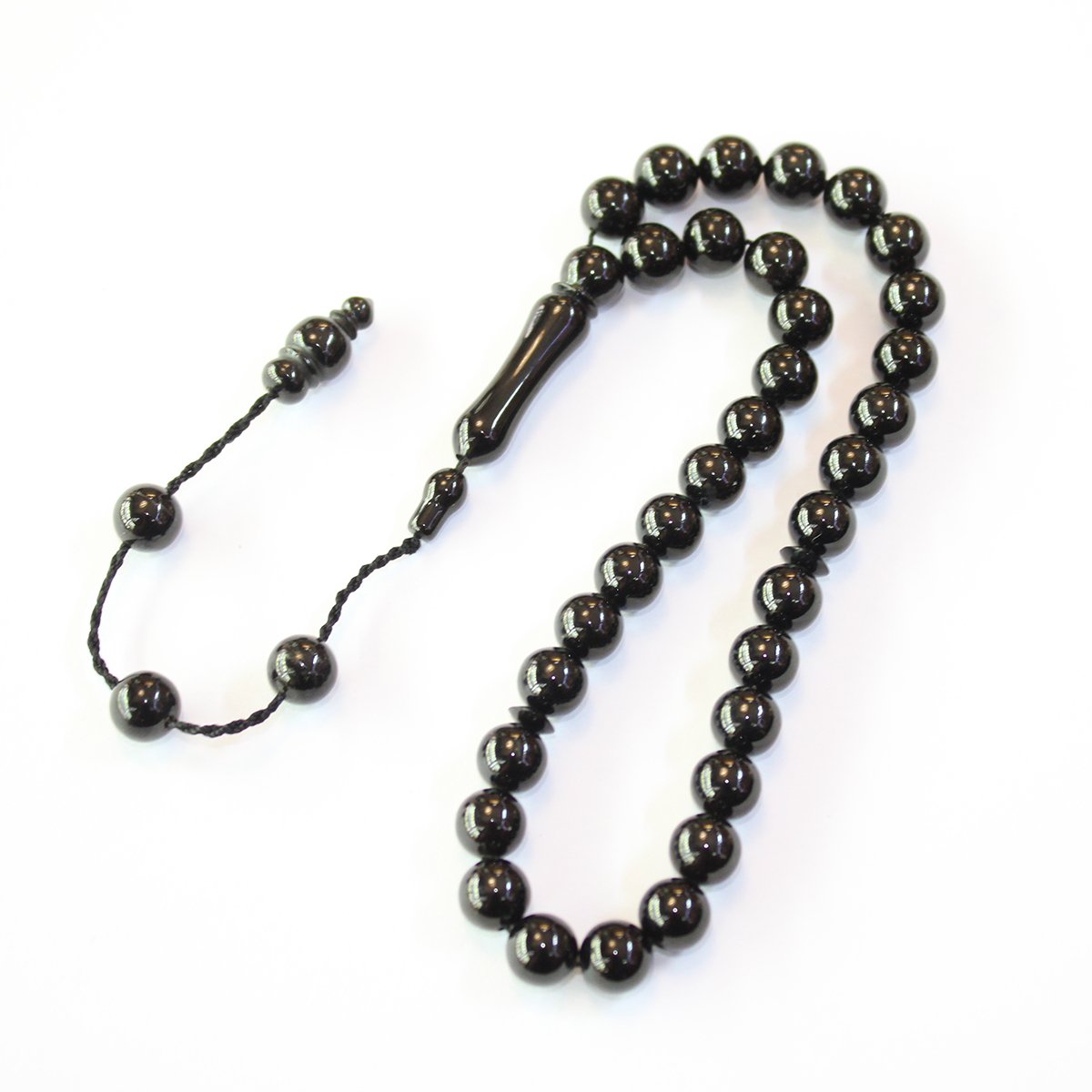 Sistem Püsküllü Oltu Taşı Tespih Küre Kesim 7,5 (mm)