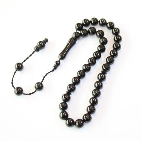 Sistem Püsküllü Oltu Taşı Tespih Küre Kesim 7,5 (mm)