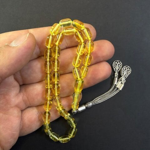 Şeffaf Kaliningrad Damla Kehribar Tespih 5,5*9 (mm)-3